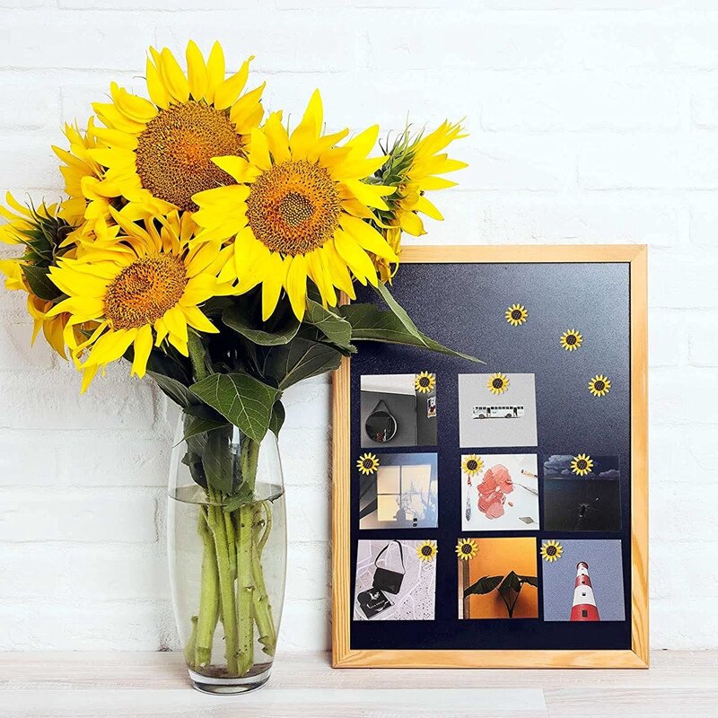 80 Pcs Sunflower Push Pins Sunflower Tacks Flower Cork Board Tacks Decorative Sunflower Thumb Tacks for Photos Wall Maps