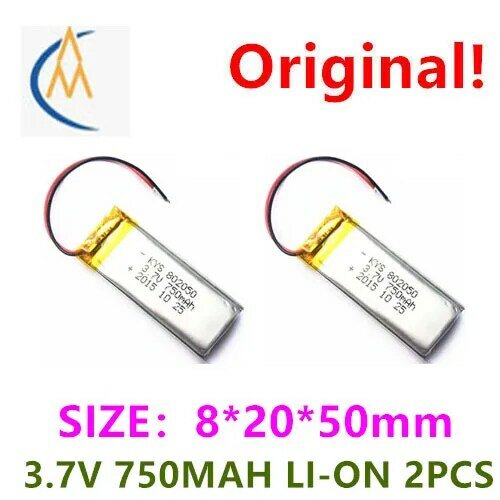 Batería de polímero de litio para adultos, 3,7 V, 750mah, 800MAH, 802048, 802050, instrumento de prueba LED, 2 uds.