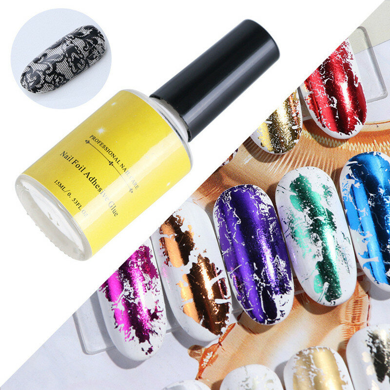Pegamento para uñas, lámina adhesiva de transferencia, esmalte de Gel, estampado de papel estrellado, envolturas para decoración de manicura, 15ml