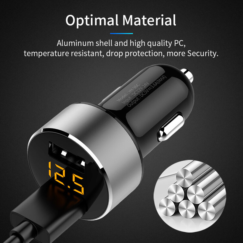 Car Chargers 2 Ports Fast Charging For Samsung Huawei iphone 11 8 Plus Universal Aluminum Dual USB Car-charger Adapter