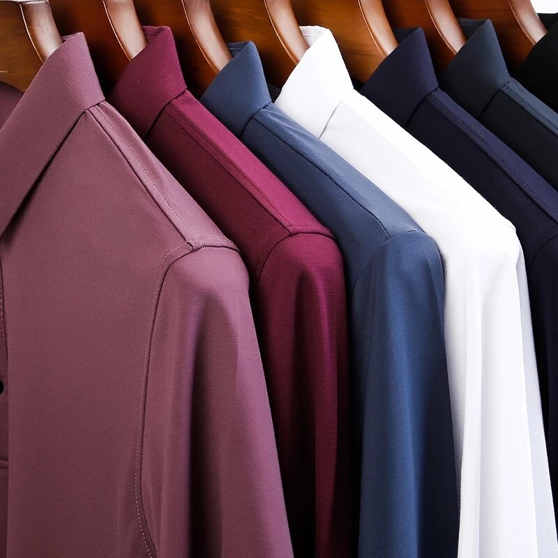 Cor pura nova cor masculina verão algodão seda personalizado camiseta de manga curta camisa masculina magro negócios casual camisa