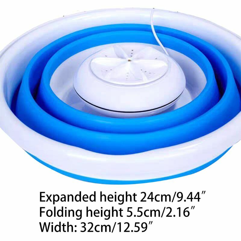 Mesin Cuci Mini Lipat Mesin Cuci Turbin Ultrasonik Berputar Pembersih Pakaian Cucian Pengisi Daya USB untuk Perjalanan