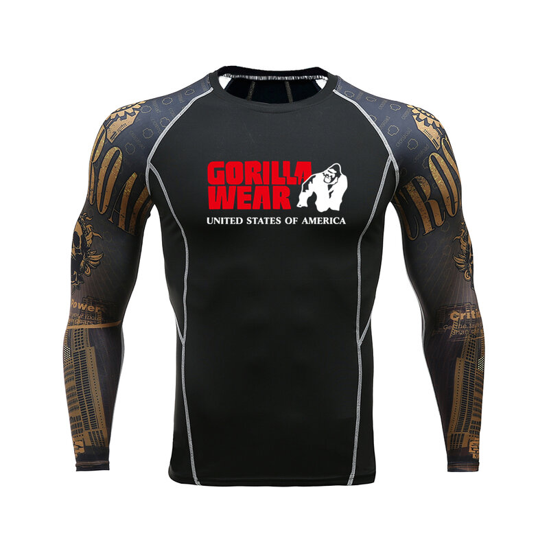 Najlepiej sprzedająca się męska luźna koszulka szybkoschnąca kompresja koszulka sportowa męska Fitness Running MMA siłownie koszulka rajstopy Rashguard