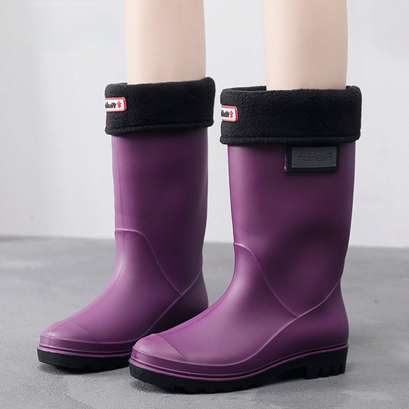 새로운 2022 패션 새로운 가을 겨울 레이디 장화 높은 튜브 여성의 따뜻한 물 신발 방수 고무 신발 새로운 장화 40