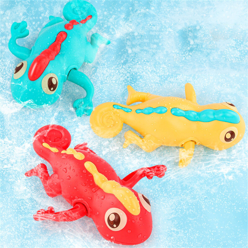 Juguetes de baño para niños de 3 a 6 años, juguete de baño para bebés que puede nadar, lagartija, mecanismo de relojería en la cadena, jugando en el agua