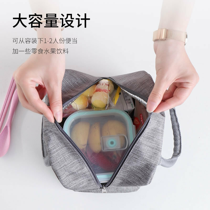 YIMUSENX Fresh Thermal Bags Nylon With Portable Zipper Oxford Waterproof Thermal Lunch For Women Convenient Tote Lunchbox Bag