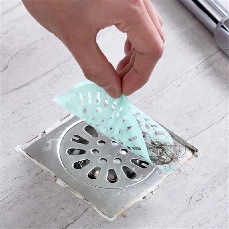 10PC Disposable Bathroom Kitchen Floor Drain Sticker Hair Filter Waste Sink Strainer Non-woven fabric Cleaning Paper Home Supply
