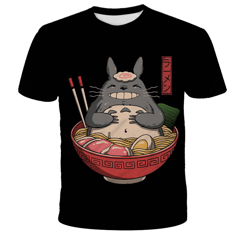 T-shirt pour hommes, femmes et enfants, décontracté et mignon, avec dessin animé Totoro imprimé en 3D, à la mode pour l'été, 2021