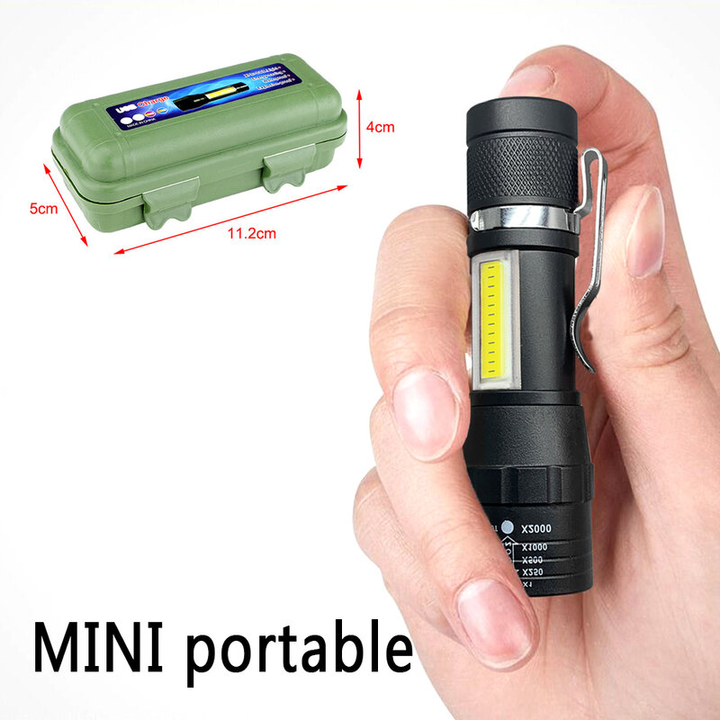 ZHIYU Mini regulacja wiązki światła latarka COB + XPETactical latarka LED USB akumulator wodoodporny brelok z latarką praca Cob