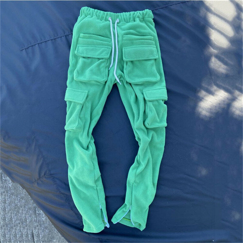 Pantalon de survêtement à poches multiples pour homme et femme, sarouel décontracté surdimensionné avec cordon de serrage, disponible en 11 couleurs