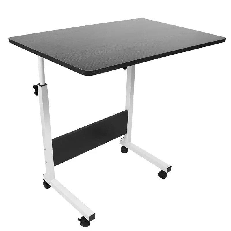 1pc Laptop Table Foldable Movable Bedside Desk Multifunctional Laptop Stand Lifting Side Table for Home Room (60x40 White)