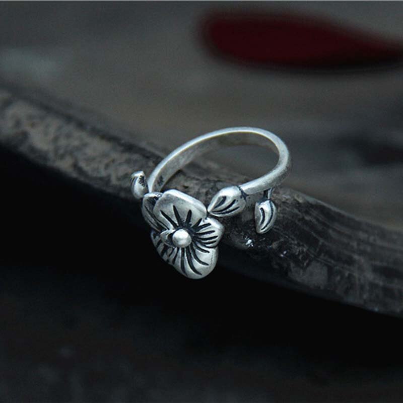 Echt S999 Volle Silber Retro Nationalen stil Plum Blossom Ring MeiBaPJ Exquisite Geschenk Schmuck Für Mutter