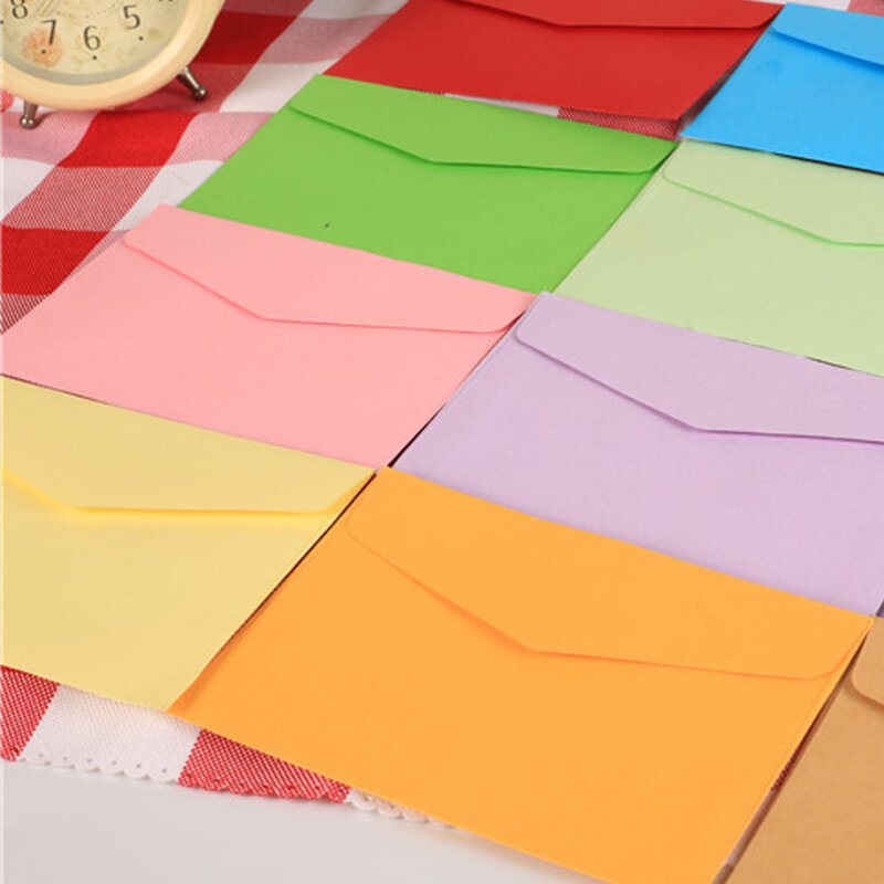 Easyclose – Mini enveloppes en néon, couleurs vives, assorties pour cartes, couleur aléatoire, 100 pièces