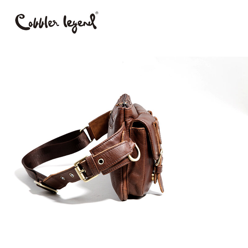 Cobbler Legend-riñonera de cuero genuino para hombre, bolsa de viaje, a la moda, para teléfono