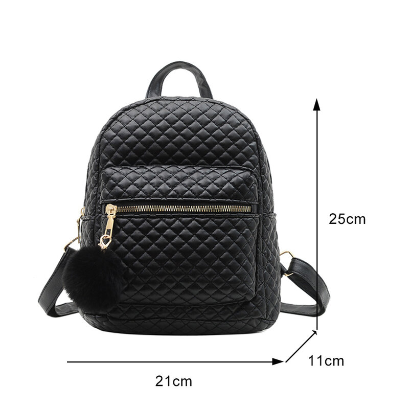 Style Fashion Women Lattice Preppy Pattern PU Leather Solid Color Backpack Casual Ladies Small Handbags Rucksack Knapsacks