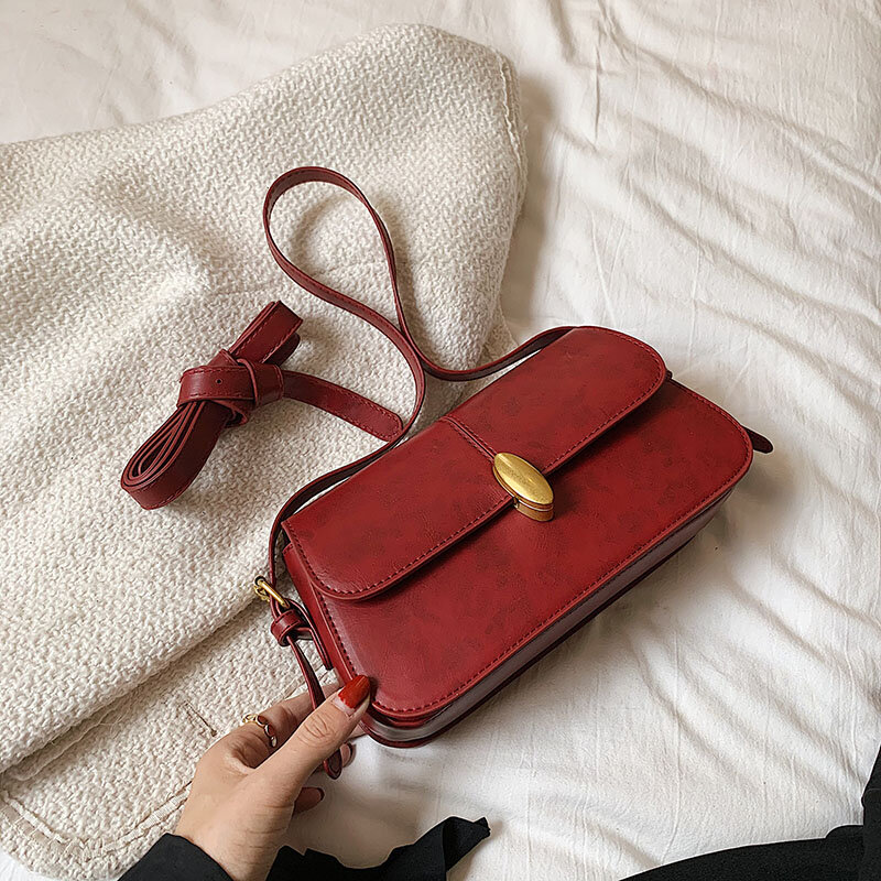 Маленькая прямоугольная дамская сумочка на плечо в стиле ретро из искусственной кожи, дорожная простая сумка-мессенджер и кошелек, новый ст...