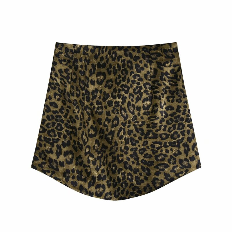 Minifalda con estampado de leopardo para mujer, falda Sexy, suave e informal, elegante, con cremallera lateral, 2021
