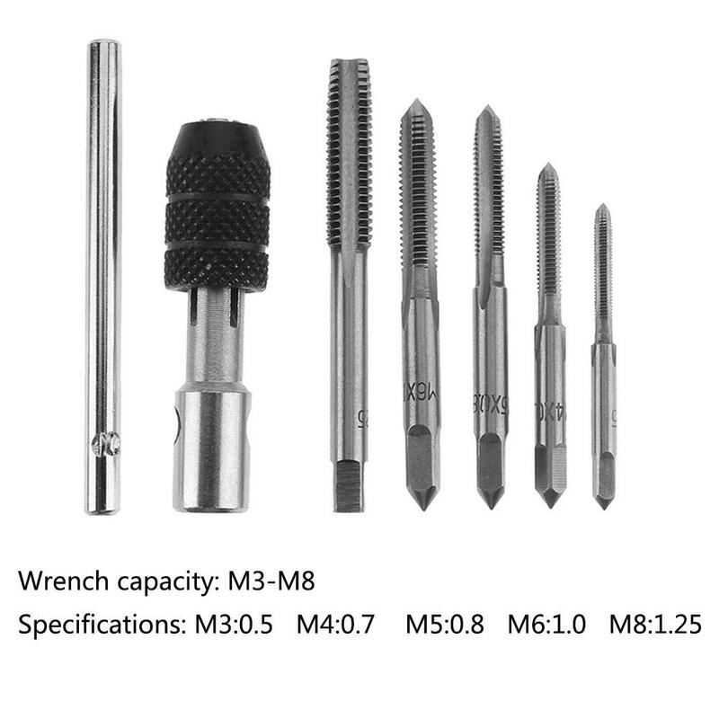 Di alta qualità 6 pz t-type chiave trapano Set utensili per maschiatura a mano macchina vite filetto rubinetto Twist Bit M3/M4/M5/M6/M8 Tap Set strumento fai da te