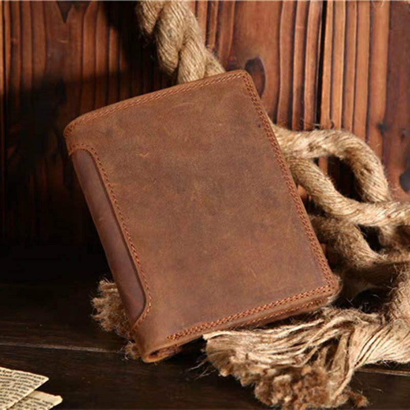JITOO-Portefeuille en cuir véritable pour homme, porte-cartes multi-cartes, sac à main vintage, cuir de vachette, grande capacité, elin Horse, Words