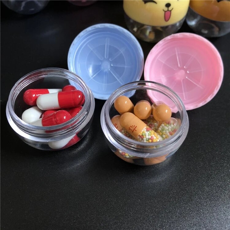 Kotak Penyimpanan Penyimpan Penyimpan Kotak Pil Gaya Kartun Kotak Plastik untuk Tablet 7 Hari Wadah Vitamin Obat Kecil Botol Anak-anak