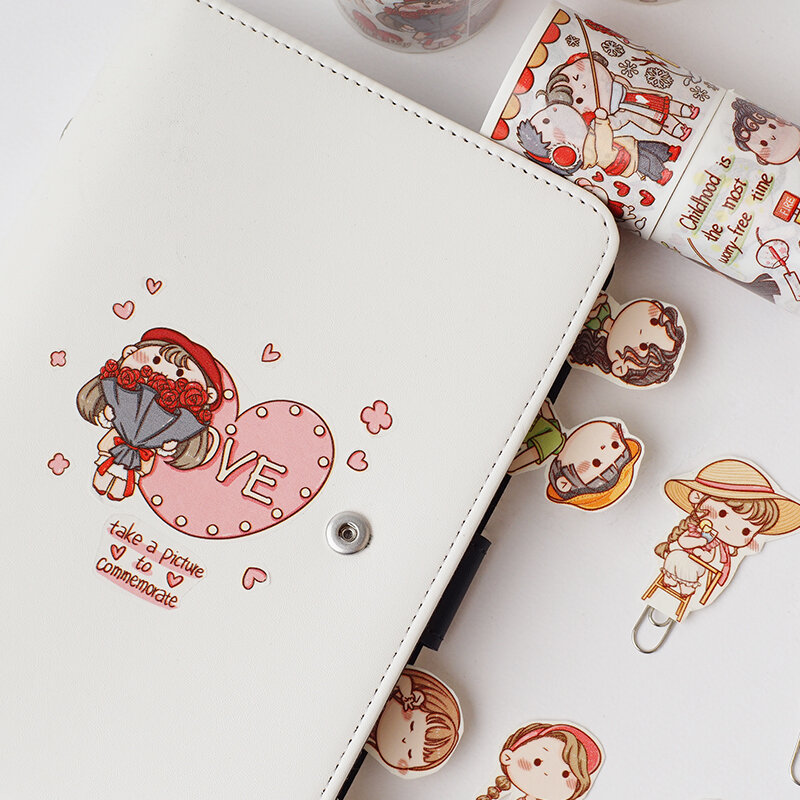 Cinta Washi de papel japonés de vida de pintura colorida, cinta decorativa DIY, pegatina de papelería para álbum de recortes y decoración de teléfono