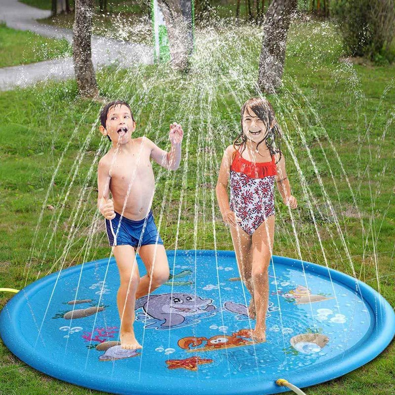 Colchoneta rociadora de agua inflable para niños, almohadilla redonda rociadora de agua de 170/150/100cm, divertidas al aire libre