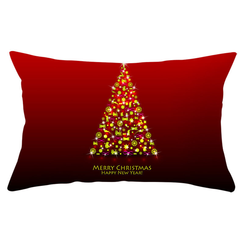 Housse de coussin personnalisée pour arbre de noël, taie d'oreiller de canapé avec impression carrée, rouge, 30x50cm