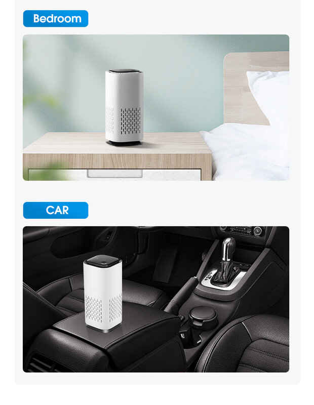 Автомобильный очиститель воздуха, мини-очиститель воздуха с отрицательными ионами, USB, домашний автомобильный очиститель воздуха, удаление...