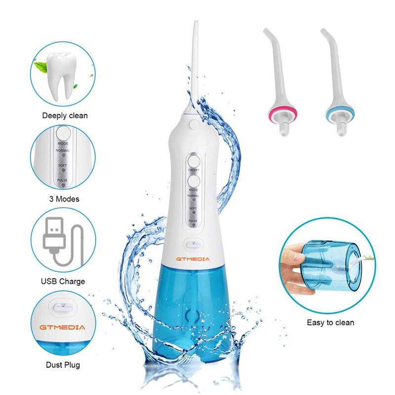GTMEDIA-irrigador Dental portátil con 3 modos, limpiador de dientes recargable por USB, resistente al agua IPX7, 300ml