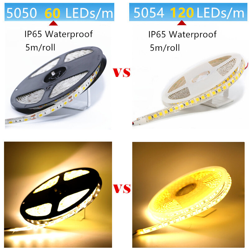 Bande lumineuse LED flexible, 2835, 5630, 5050, 60 diodes/m, 5054, 120 diodes/m, non étanche, IP65, blanc chaud, pour la cuisine, 1m