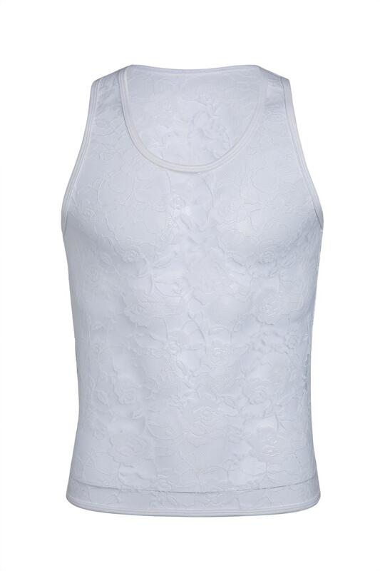 Men's Sexy Vest 2021 Lace  Printing roses Breathable Tank Tops Netting Mesh Gay Vest Shirt for Men Sleeveless  