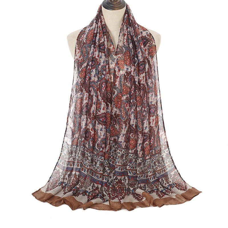 Bufanda de gasa de flor de anacardo para mujer, pañuelo de estilo étnico Retro, estampado de cachemir, estilo balinés, 1 unidad, 2021