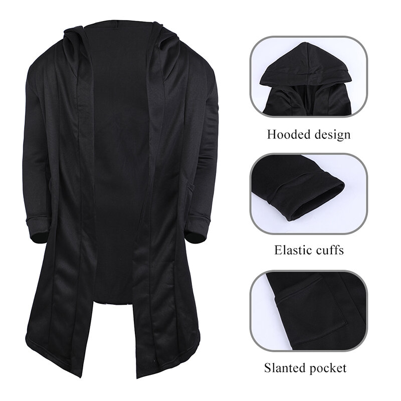 Sweat à capuche noir pour hommes, manteau Hip Hop, à la mode, veste à manches longues, manteau, vêtements d'extérieur, offre spéciale, 2022