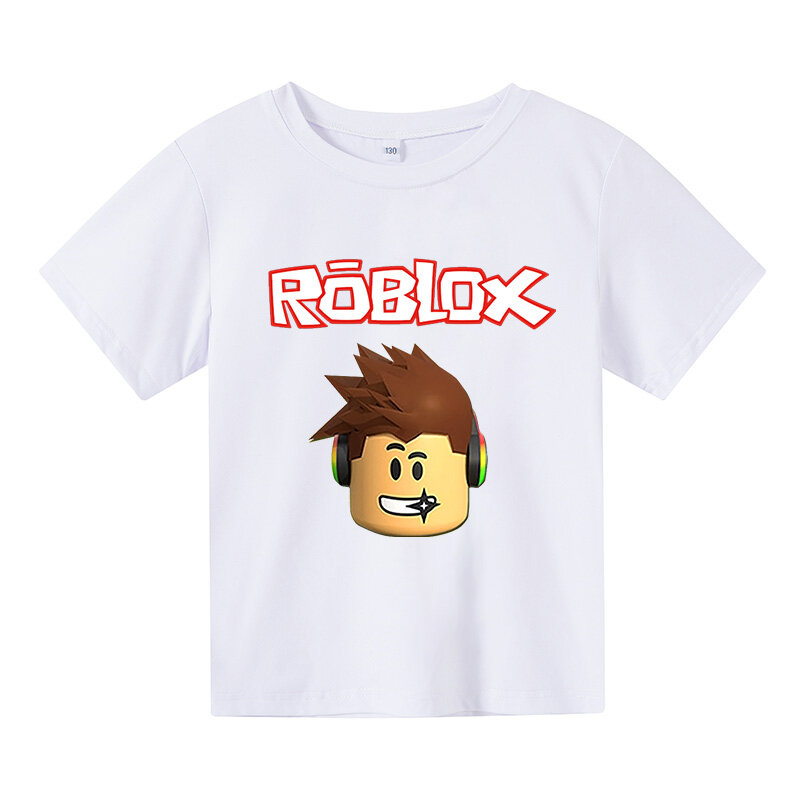 Летняя детская футболка Robloxing с коротким рукавом для мальчиков, повседневный пуловер с мультяшным аниме рисунком для девочек, топы, Детская ...