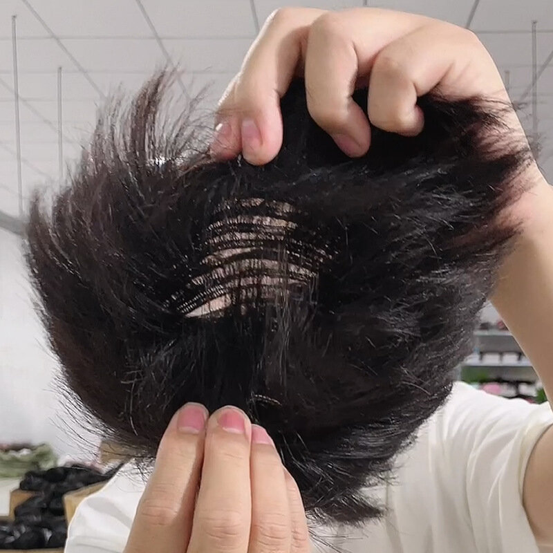 Halo Lady Beauty-tupé de cabello humano grueso para hombres, peluquín con sistema de reemplazo de cabello de PU alrededor, peluca de cabello protésico, piezas masculinas, calvicie
