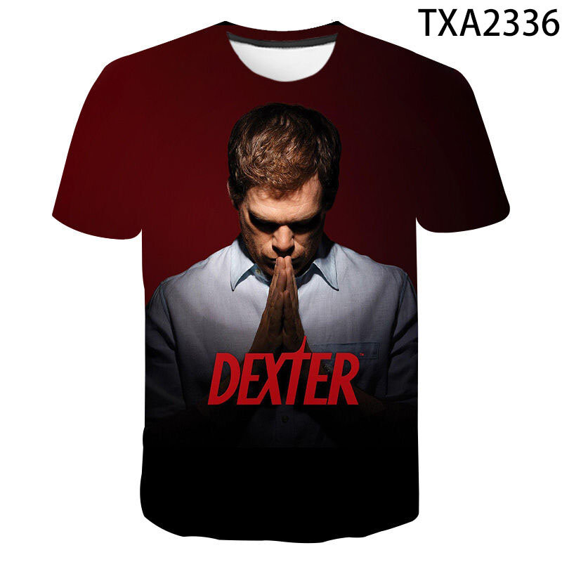 T-shirt manches courtes pour hommes, femmes et enfants, Cool, estival et à la mode, avec TV Dexter, impression 3D