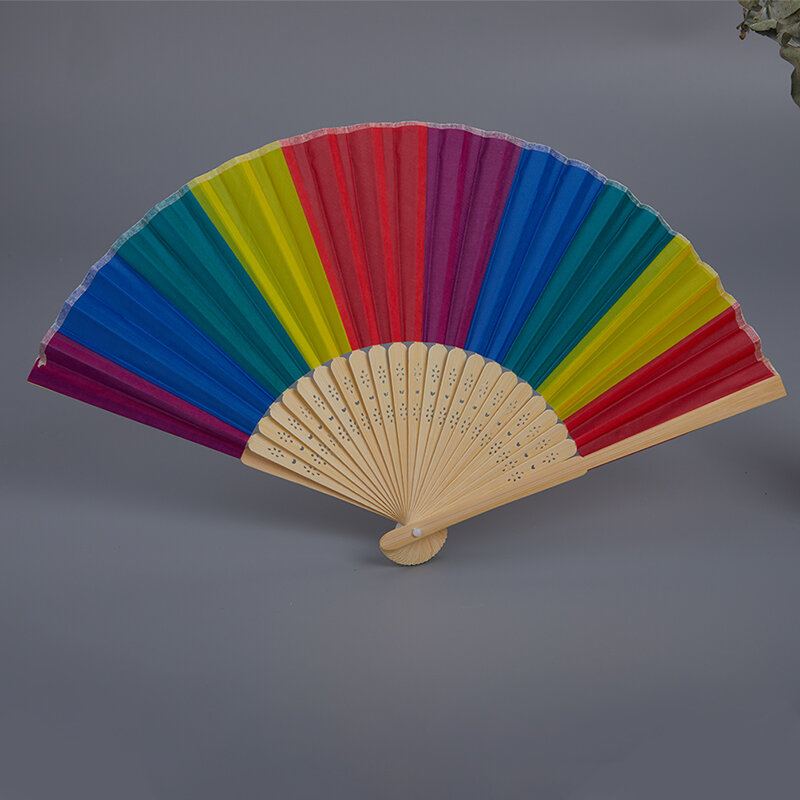 Summer Vintage Folding Chinese Style  Bamboo FanHand Held Flower Fan For Dance Party Wedding Colorful Fan Home Decorations