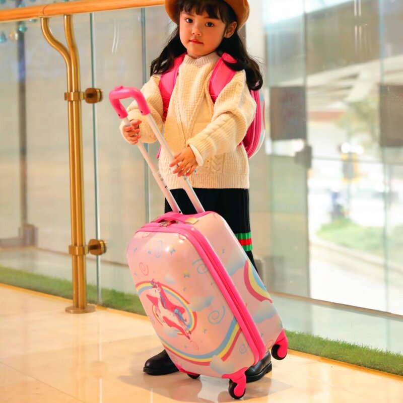 Детский чемодан на колесиках, чемодан на колесиках 18 дюймов 19/20 дюймов с мультипликационным рисунком, комплект для багажа на колесиках, рюкз...