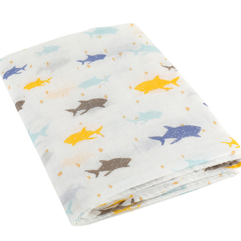 Newborn Baby Blankets Soft Bamboo Fiber Toddler Blanket Muslin Swaddle Wrap Infant Bedding Cute Print Bath Towel Swaddling