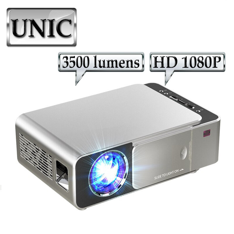 Unic-projetor completo para filmes, t6, 1080p, 3500 lúmens, home theater, hd, led, vídeos, cinema portátil