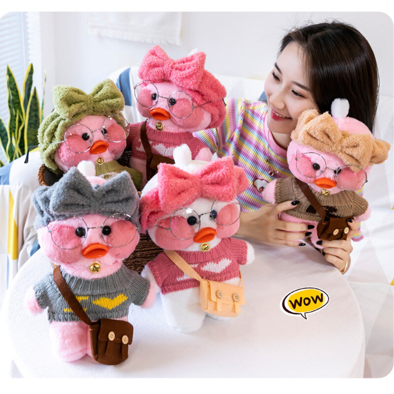 Mainan Mewah Bebek LaLafanfan Kartun 30CM Boneka Hewan Lucu Kawaii Lembut Boneka Bebek Kuning Asam Korea Hadiah Ulang Tahun Anak Perempuan