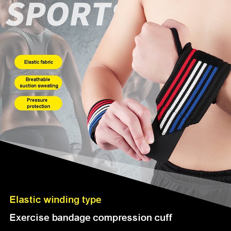 1pc Long Sport Wrist Support Nylon Elastic Adjustable Fitness Wristband Gym Strap Protection Sportswear With Thumb Loop