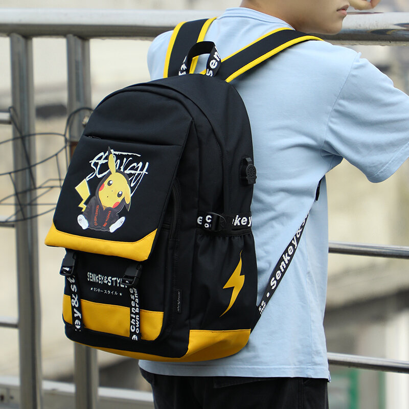 กระเป๋าเป้สะพายหลัง Sengoystyle Pikachu น่ารักโรงเรียนกระเป๋าสำหรับชายหญิงคุณภาพสูงกันน้ำกระเป๋าเป้...