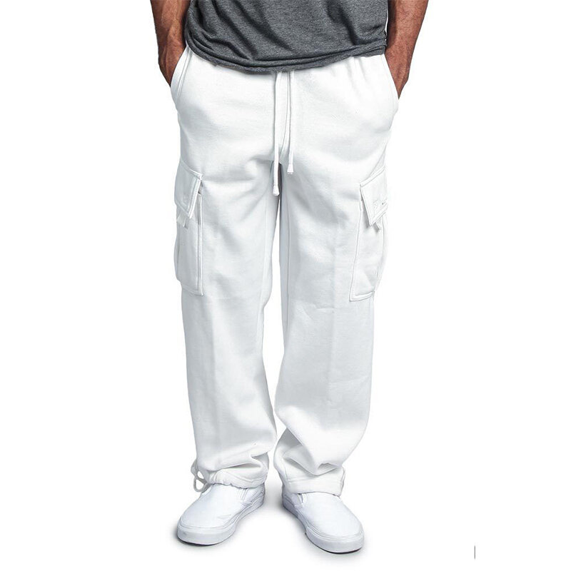 Pantalones de chándal holgados de algodón liso para hombre, pantalón informal de longitud completa, cómodos, deportivos, con cintura elástica, para trotar, 5XL