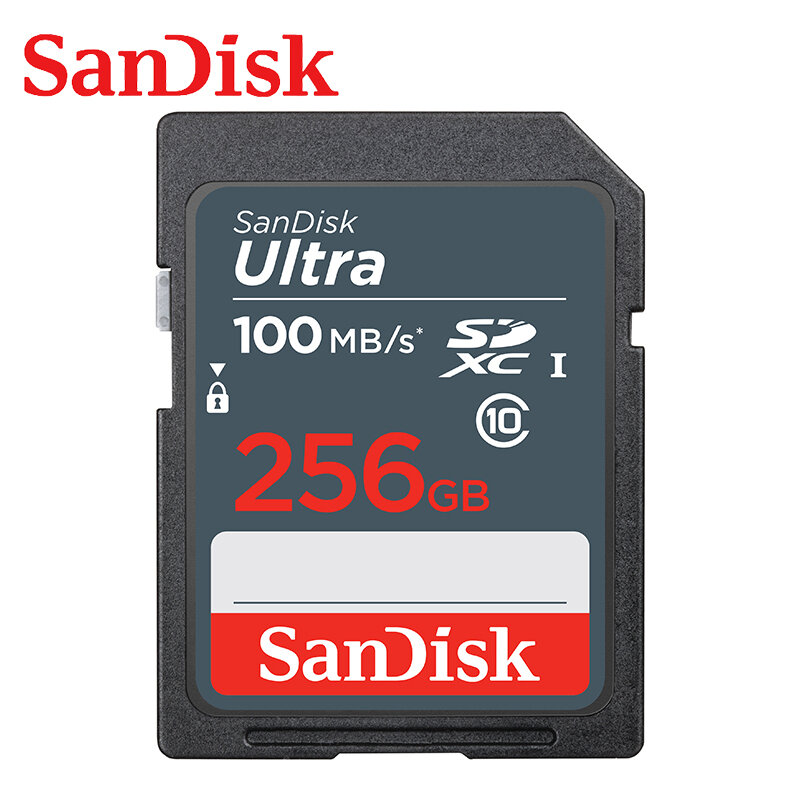 SanDisk-tarjeta de memoria Ultra SD, 16GB, 32GB, 64GB, 128GB, 256GB, 100 MB/s, U1, 4K, para cámara Canon, Nikon, SLR, grabación de vídeo 4K, nuevo