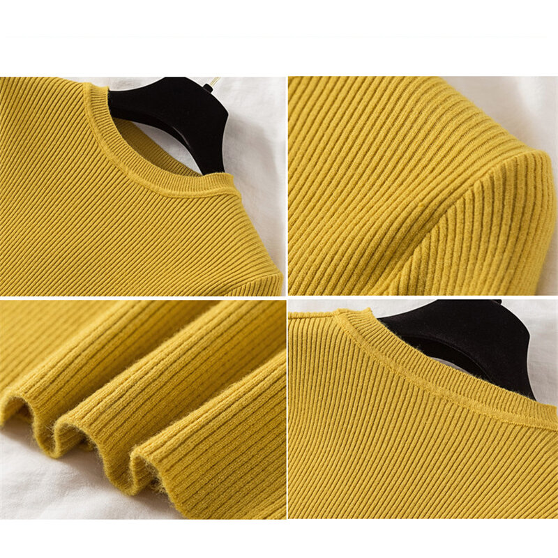 2019 autunno donna pullover maglione lavorato a maglia manica lunga o-collo maglione invernale solido moda Casual morbido maglione sottile top
