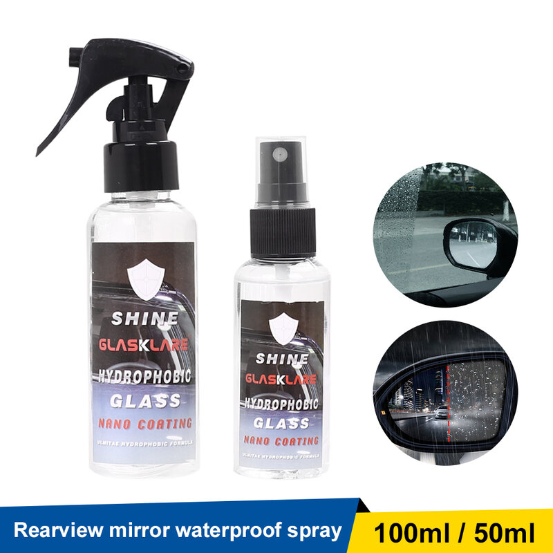100ml/50ml agente antipioggia di rivestimento idrofobo eccellente di vetro automobilistico dello specchio retrovisore agente di spruzzo idrorepellente parabrezza