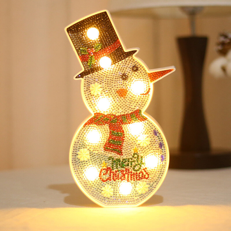 Nowa lampa LED DIY diament malarstwo noc światło boże narodzenie drzewo Snowman Cross Stitch haft specjalny kształt dekoracje ślubne