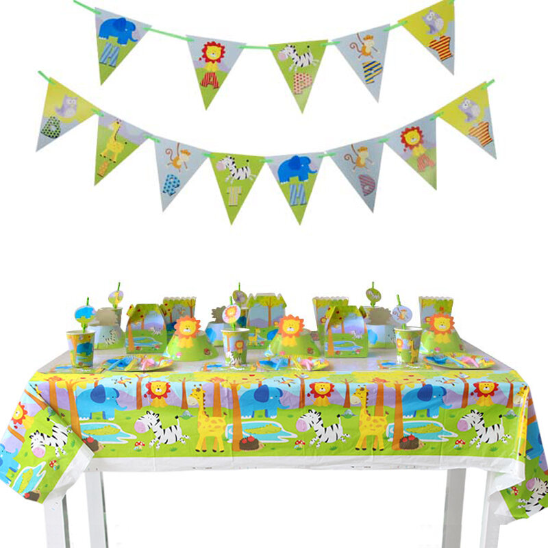 WEIGAO Jungle Party Happy Birthday Banner Garland Animal Number Digital Balloons First Baby Boy Birthday Party Decoration Kids