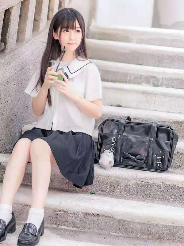 Cosplay Anime Japan School Student Preppy JK Uniform Lether Bow Bag Backpacks Shoulder High Quality Women Men Handbag Packet
